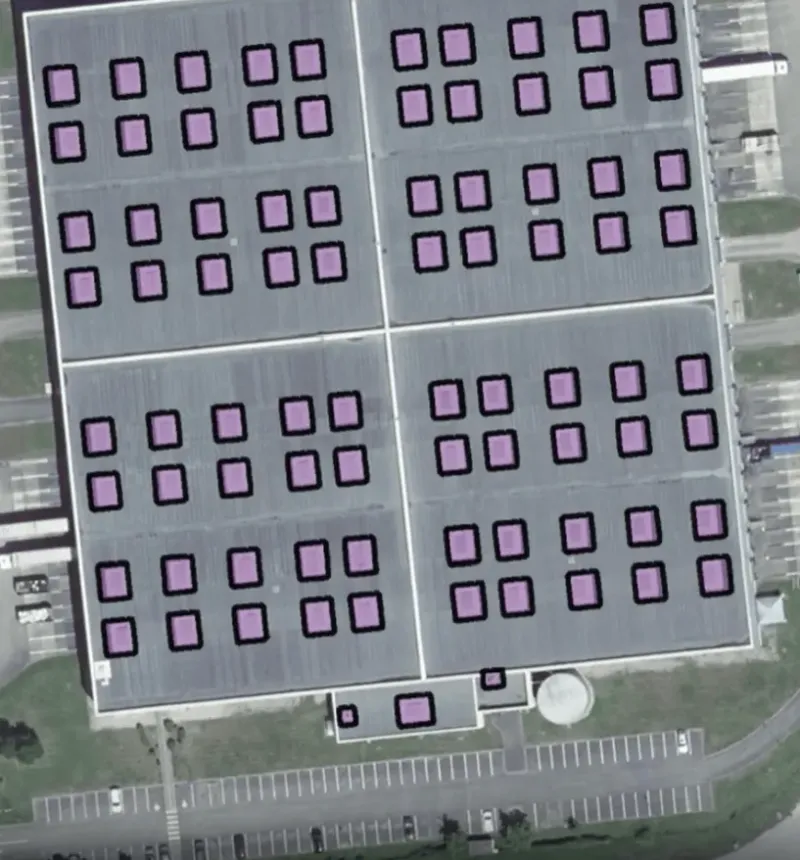 Every pink square on this roof was found by an AI agent